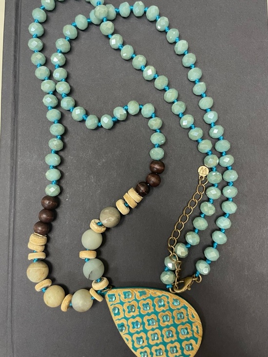 Jewelry - Boho Turquoise Teardrop Pendant Beaded Necklace